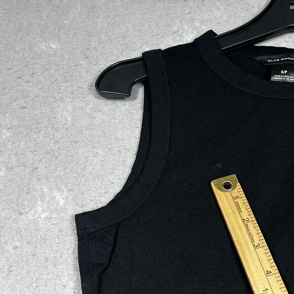 Club Monaco Womens Small Black Tank Top Sleeveless Scoop Neck Stretch Sleeveless - Picture 11 of 11